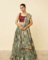 Sage Green Floral Printed Lehenga